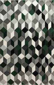 Tapis moderne motif graphique vert Nazar rugs