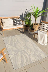 Tapis moderne motif palmier gris Nazar rugs