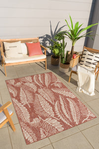 Tapis moderne motif palmier rouge Nazar rugs
