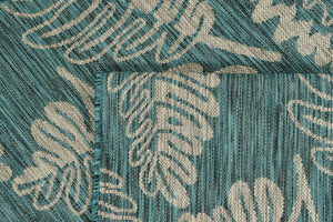 Tapis moderne motif palmier turquoise Nazar rugs