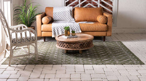 Tapis motif aztèque vert indoor/ outdoor Nazar rugs
