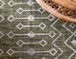 Tapis motif aztèque vert indoor/ outdoor Nazar rugs