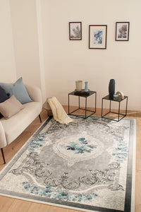 Tapis motif baroque bleu, style moderne Nazar rugs