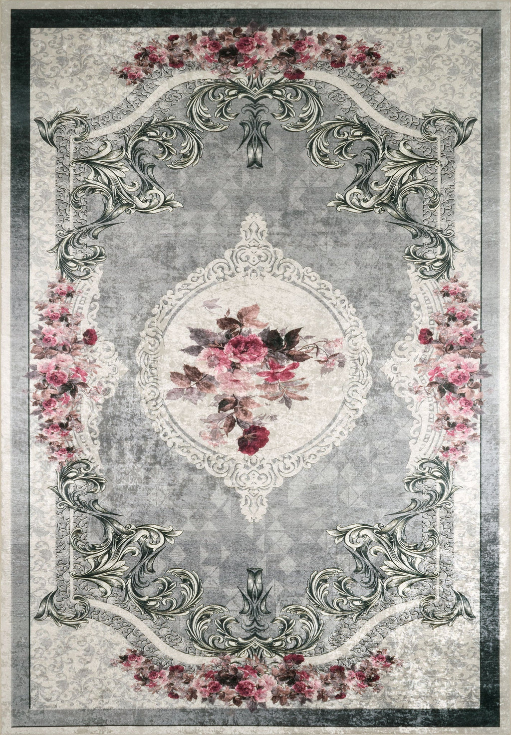 Tapis motif baroque rose, style moderne Nazar rugs