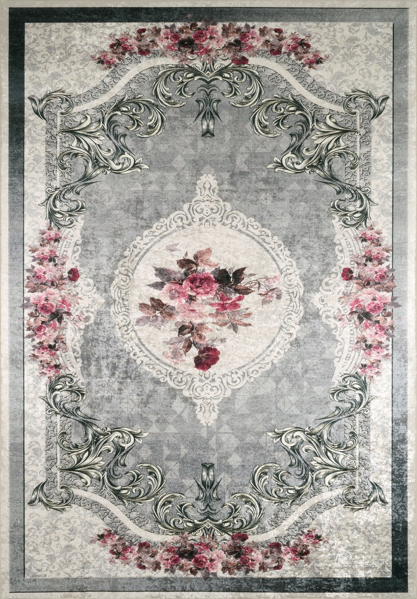 Tapis motif baroque rose, style moderne Nazar rugs