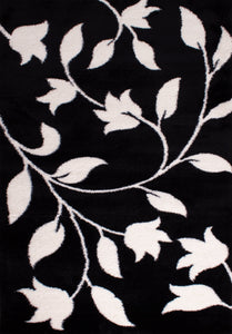 Tapis motif fleur noir style moderne Nazar rugs