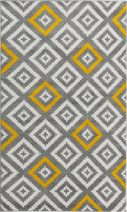 Tapis motif graphique jaune et gris Nazar rugs