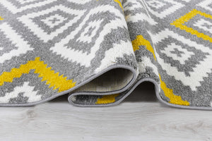 Tapis motif graphique jaune et gris Nazar rugs