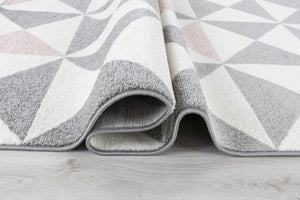 Tapis motif graphique rose et gris Nazar rugs