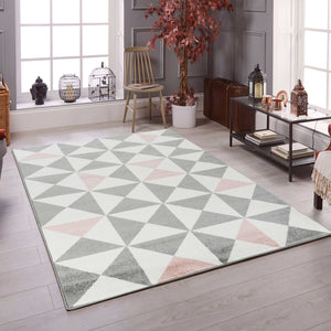 Tapis motif graphique rose et gris Nazar rugs