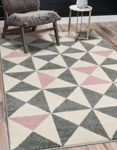 Tapis motif graphique rose et gris Nazar rugs
