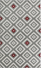 Tapis motif graphique rouge et gris Nazar rugs