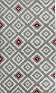 Tapis motif graphique rouge et gris Nazar rugs