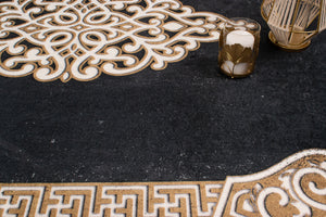 Tapis noir et doré style moderne Nazar rugs