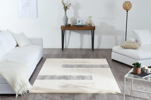 Tapis rayé ivoire, beige et gris Nazar rugs