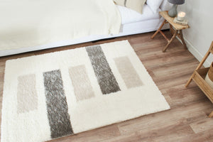Tapis rayé ivoire, beige et gris Nazar rugs
