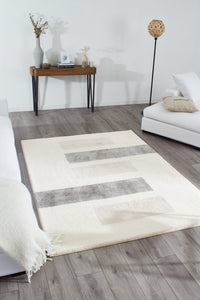 Tapis rayé ivoire, beige et gris Nazar rugs