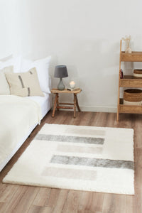 Tapis rayé ivoire, beige et gris Nazar rugs