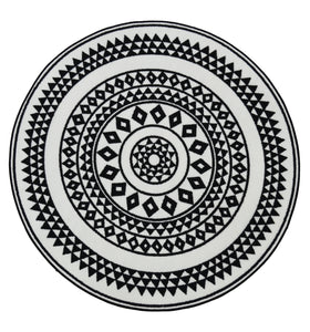 Tapis rond blanc et noir Nazar rugs