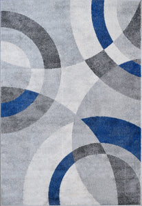 Tapis salon motif graphique bleu Nazar rugs