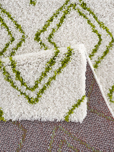 Tapis shaggy à losanges vert Nazar rugs