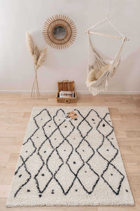 Tapis shaggy crème à losange Nazar rugs