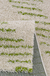 Tapis shaggy crème et vert Nazar rugs