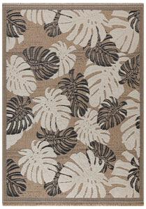 TULUM - tapis de salon - intérieur et extérieur noir - aspect jute motifs feuilles tropicales : TUL9062NOI - Nazar rugs