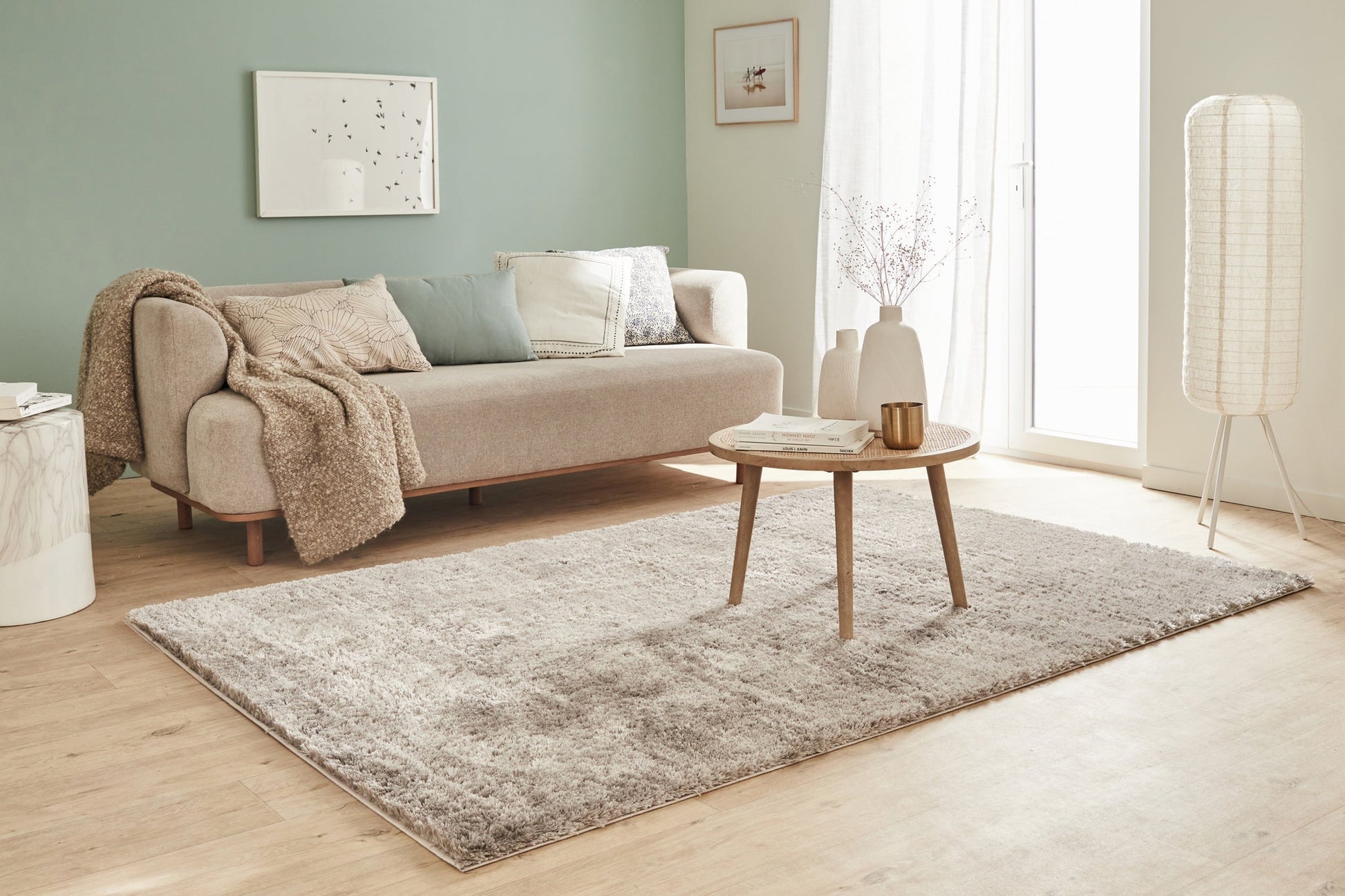 Tapis uni style moderne taupe Nazar rugs