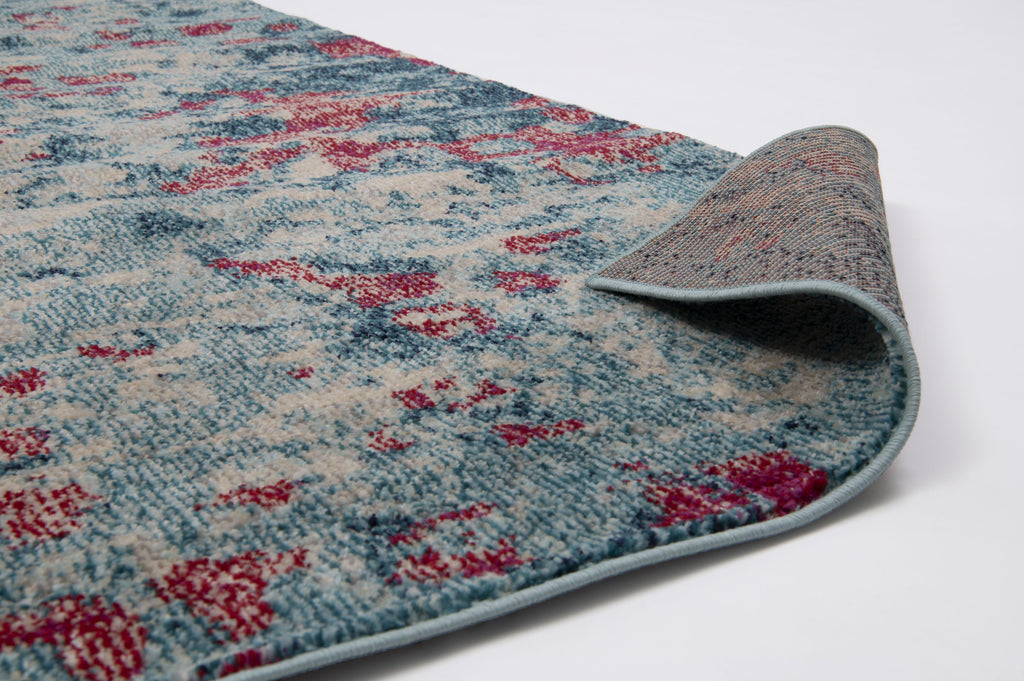 Tapis vintage à motif abstrait bleu canard Nazar rugs