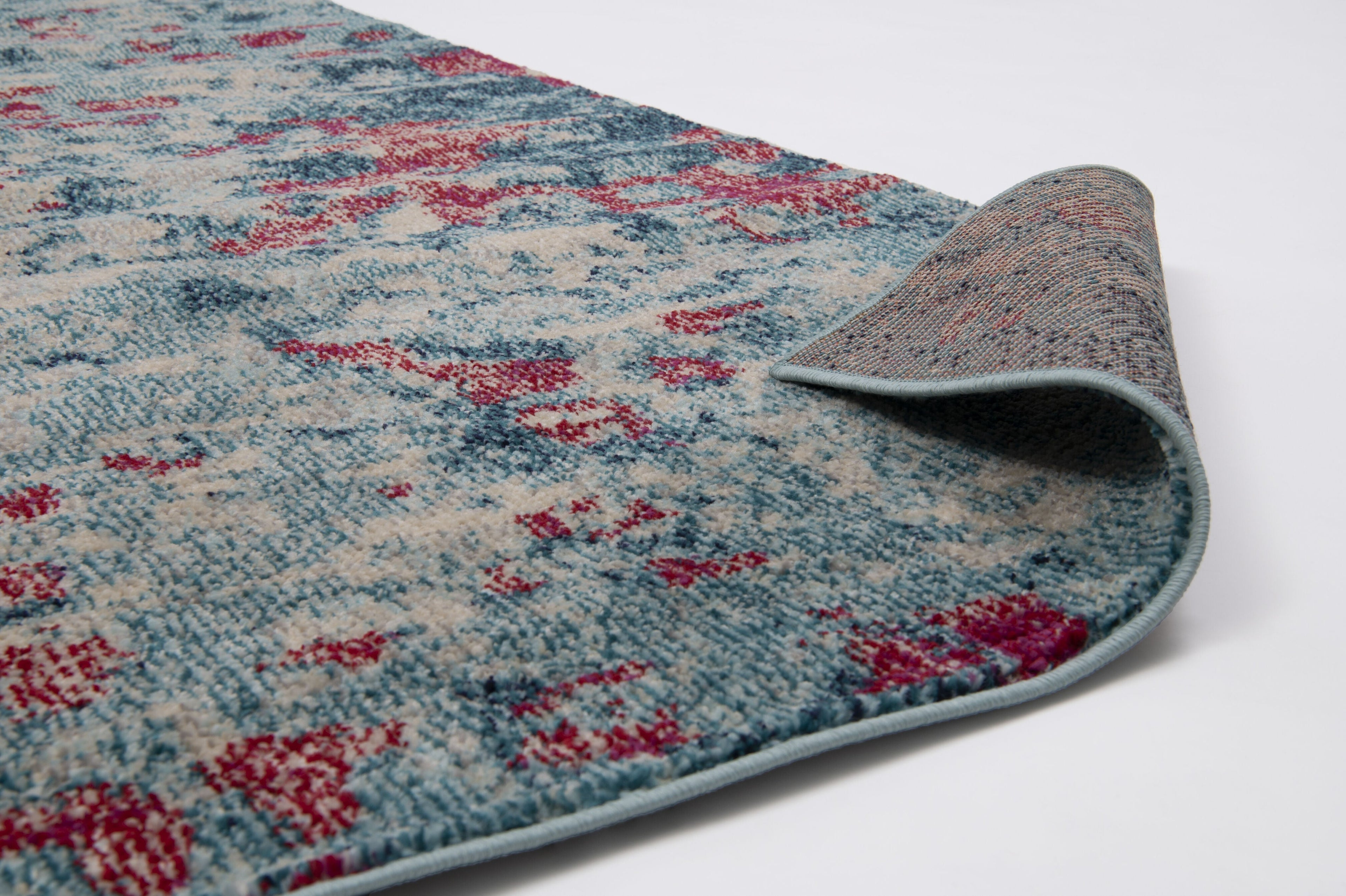 Tapis vintage à motif abstrait bleu canard Nazar rugs