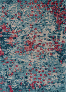 Tapis vintage à motif abstrait bleu canard Nazar rugs