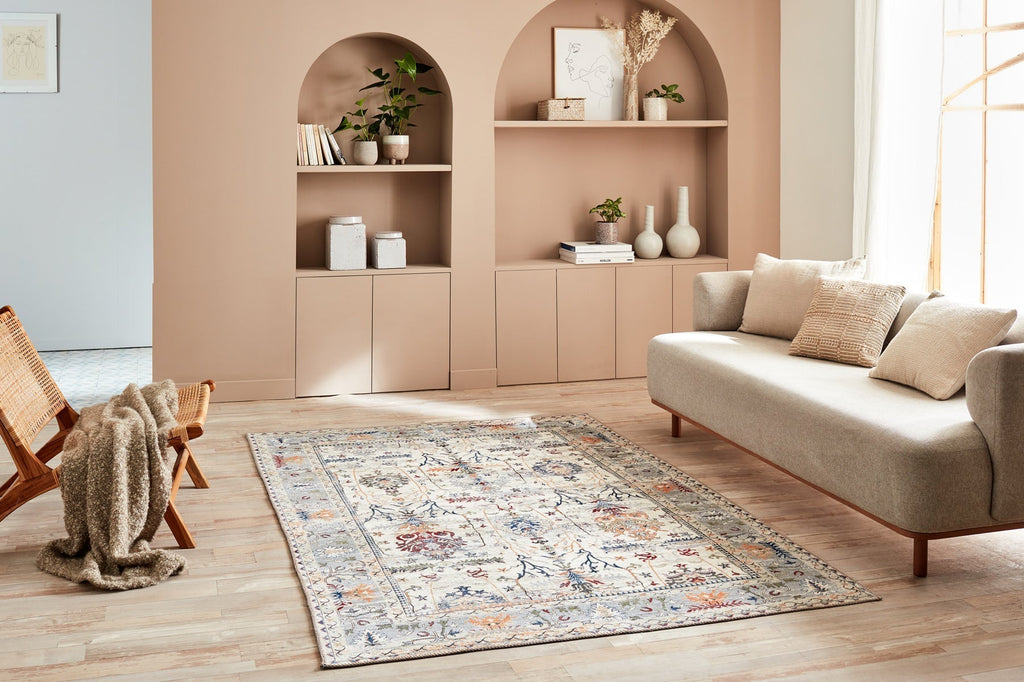 Tapis vintage lavable crème Nazar rugs