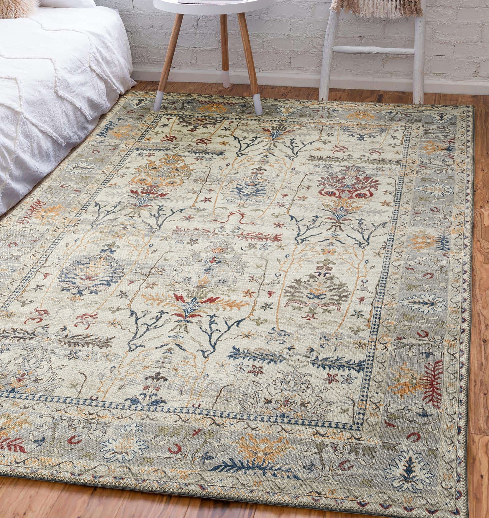 Tapis vintage lavable crème Nazar rugs