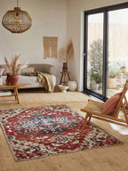 Tapis vintage motif multicolore fleuri Nazar rugs
