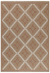 TULUM - tapis de salon - intérieur et extérieur rouge/terra - aspect jute  motifs  losanges - TUL9041TER - Nazar rugs