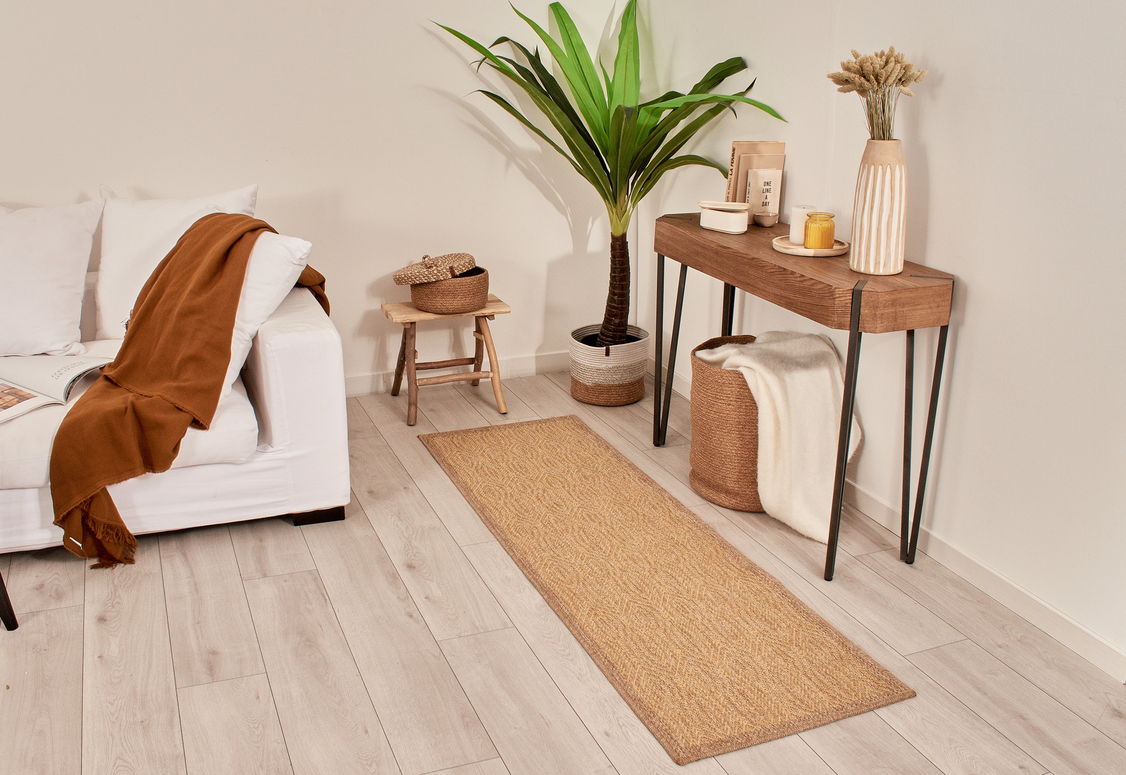 Tapis de salon d'intérieur et d'extérieur - aspect  jute jaune : NAT8877JAU - Nazar rugs