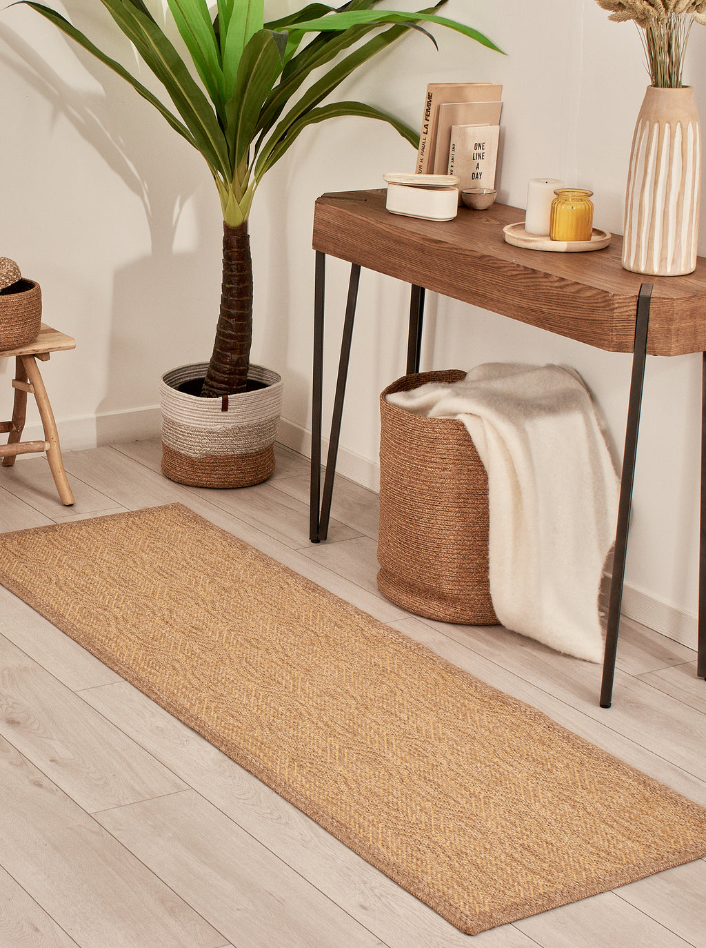 Tapis de salon d'intérieur et d'extérieur - aspect  jute jaune : NAT8877JAU - Nazar rugs